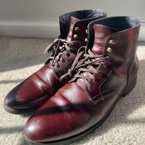 Thursday Boot Company Men's Oxblood Leather Lace-Up Boots